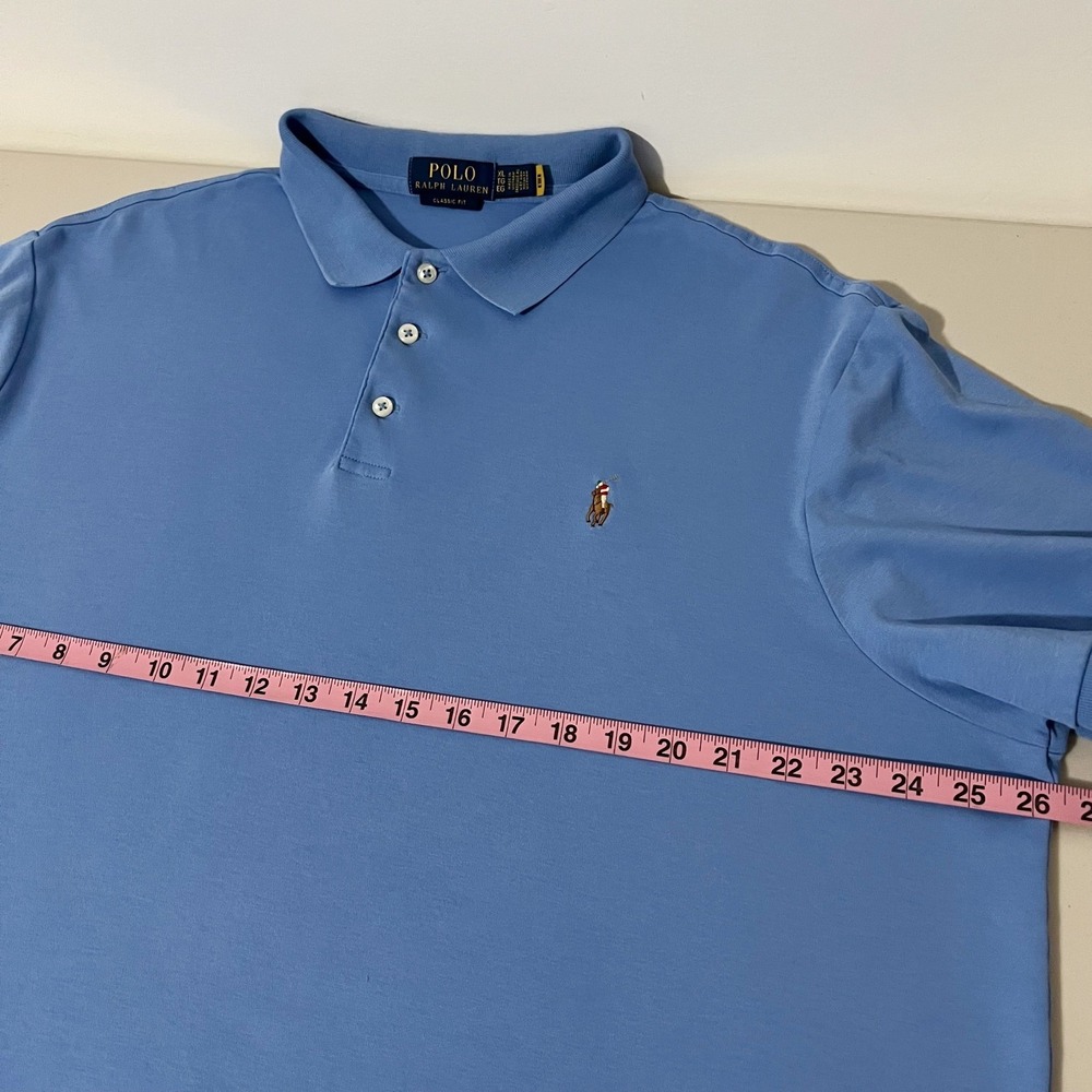 Polo Ralph Lauren Mens XL Classic Fit Short Sleeve Polo Shirt Blue Cotton Logo - Picture 5 of 7